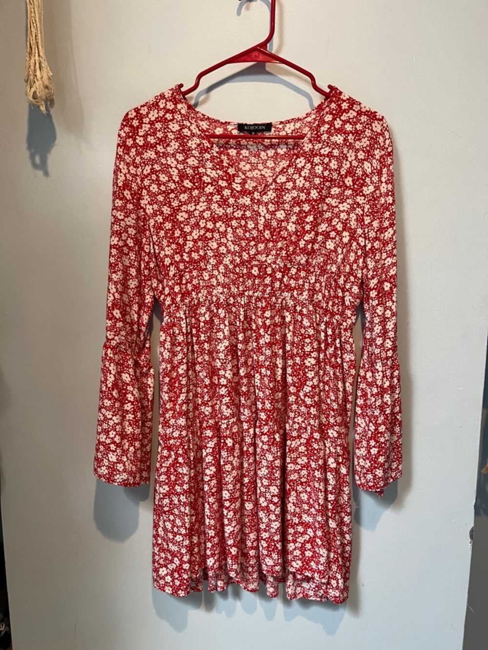 Red Floral Smocked Casual Dress - Women's | Size Medium
